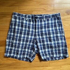 Gap 7" Blue Plaid Shorts